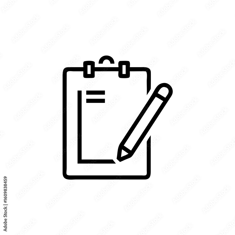 Aufkleber outline icon a clipboard with a pencil writing on it list task
