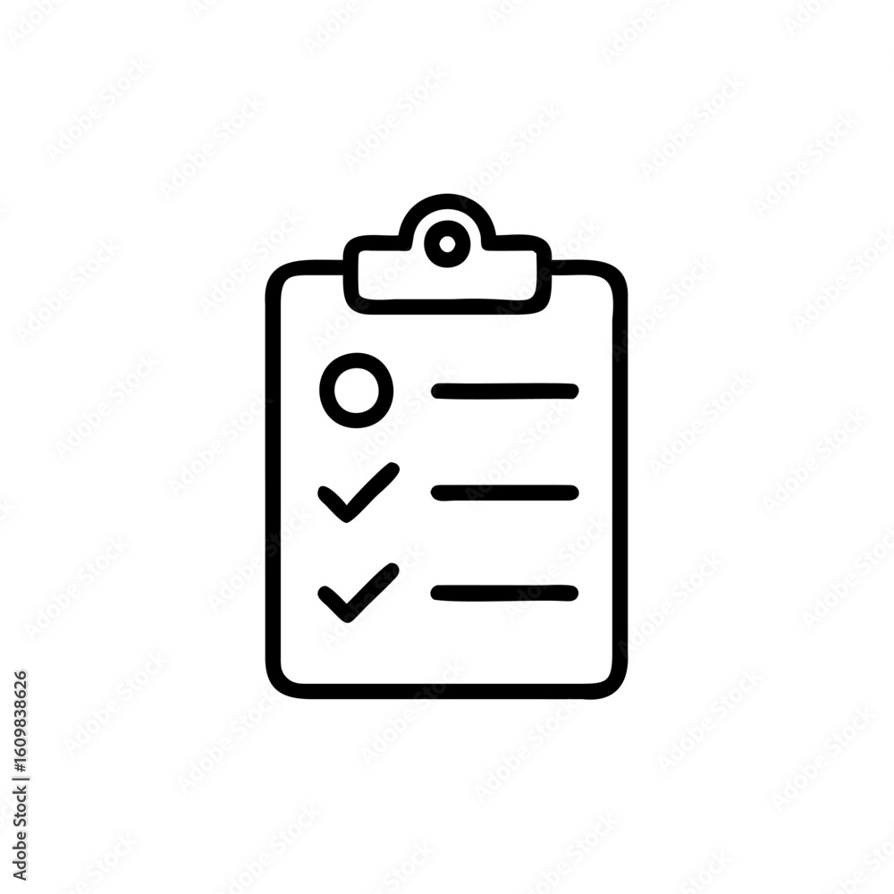 Poster outline icon a clipboard with checklist progress markers task