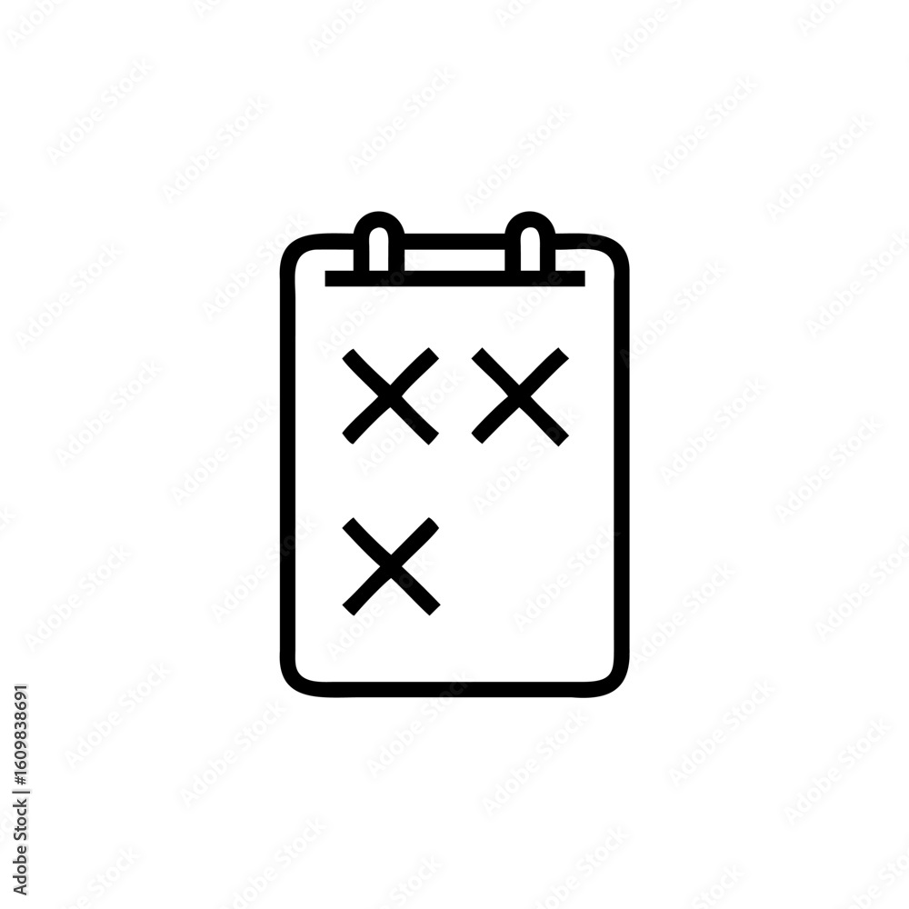 Aufkleber outline icon a clipboard with crossed out tasks list done