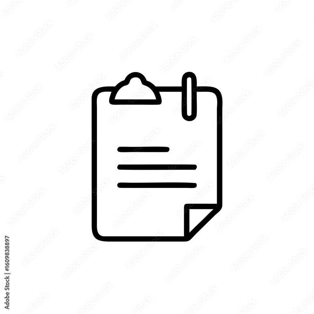 Aufkleber outline icon a document with lines a clip paper list