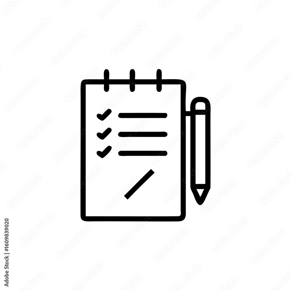 Poster outline icon a notepad with a pencil to do list vector