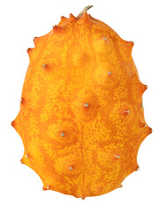 Single kiwano melon fruit isolated on white background
