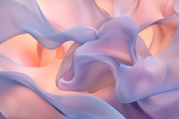 Abstract flowing fabric in shades of lavender and peach creating a soft and dreamy composition