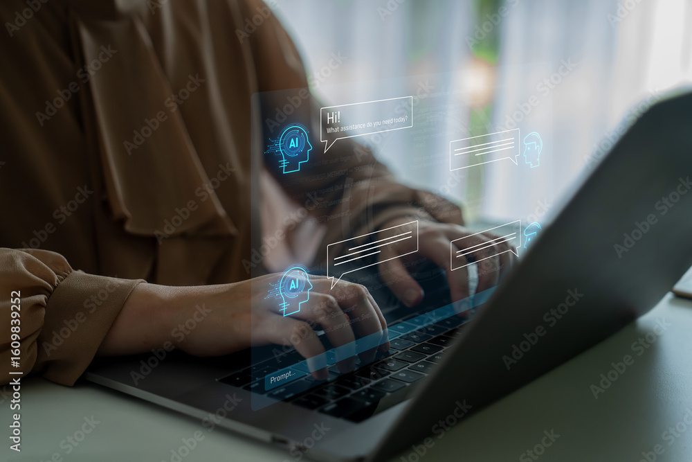 Poster ai chatbot interface facilitates communication, chatbot, and ai interaction for automated user suppo