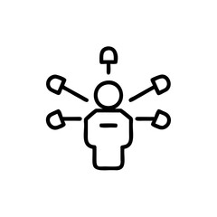 Outline icon a person with multiple arms reaching out symbol multitasking