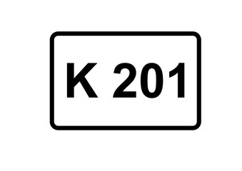 Illustration eines Kreisstraßenschildes der K 201 in Deutschland	