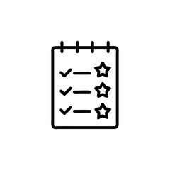 Outline icon a to do list with stars checkmarks checklist task
