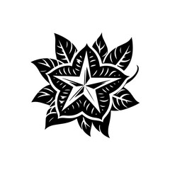 Fototapeta premium Black and White Star Flower Design.