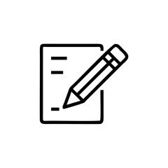 Outline pencil writing on paper icon with checklist lines vector