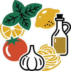 A vibrant vector icon set of healthy fruits and vegetables, perfect for food illustrations