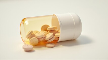 Split view of tablet cross-section inside bottle