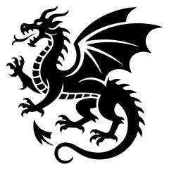 Stylized Heraldry Coat of Arms  Dragon in Passant Walking Pose Vector Crest