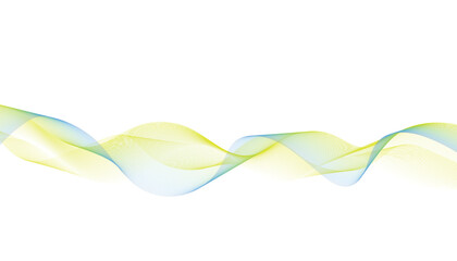 Green and Blue Abstract Wave Lines on White Background