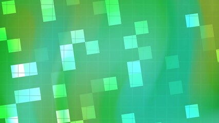 Prismatic Abstracts Blink Square Abstract green background with transparent squares and grid pattern creates a modern digital backdrop