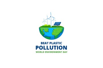 Obraz premium Beat plastic pollution world environment day with renewable energy and earth globe