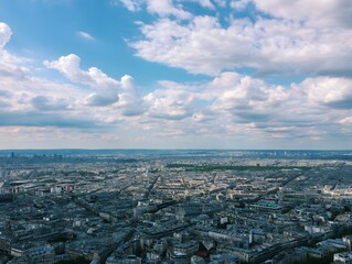 Obraz premium Aerial cityscape view of paris france under a cloudy sky urban landscape photography