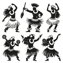 Silhouette of Hula Girl – Tahitian and Hawaiian Female Dancer Vector Illustration
