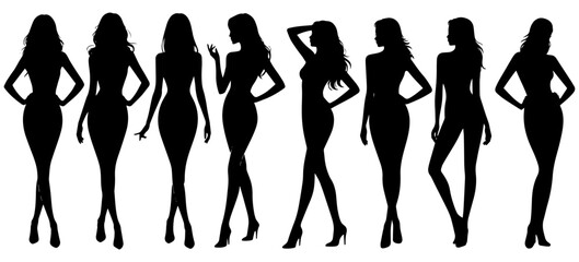 Silhouettes of Beautiful Girls – Elegant Female Vector Profiles Collection