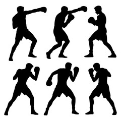 Male and Female Boxing Training Silhouettes – Jab and Hook Sport Poses Vector