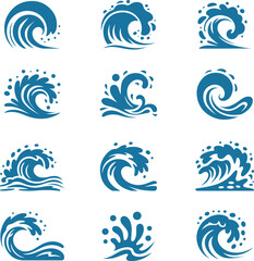 Fototapeta premium Blue ocean waves splashing water vector