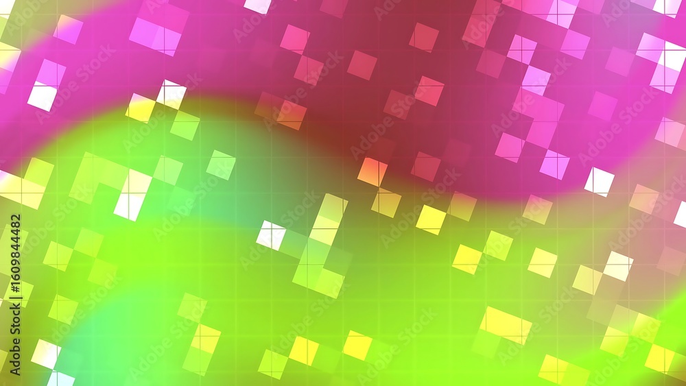 Poster ombre abstracts blink square abstract background with vibrant green and pink hues featuring a subtle