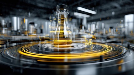 Imaginary Process of Artificial Intelligence Brewing in a High-Tech Laboratory Environment With Creative Visual Effects