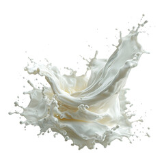 A dynamic splash of white liquid against a stark black backdrop creating contrast art on transparent background