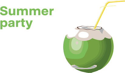 A cool drink. Summer. Flat vector illustration. Summer time, background patterns on the theme of summer, vacation, weekend, beach