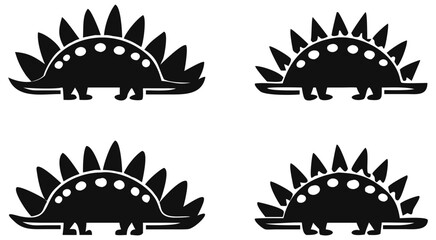 Stegosaurus dinosaur jurassic animal prehistoric reptile cartoon illustration silhouette vector pattern art on transparent background
