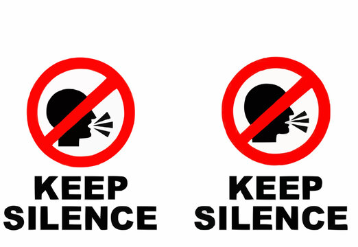 Keep Silence Signs, No Talking Symbols, Quiet Zone Icons