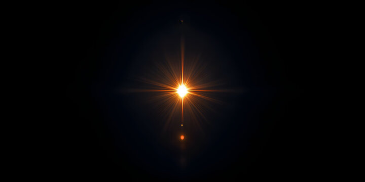 Intense Orange Lens Flare on Black Background
