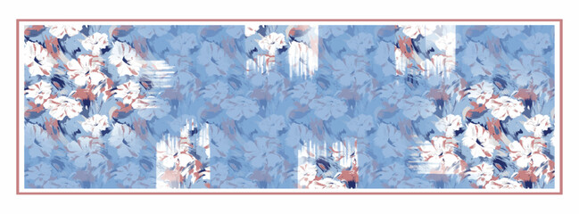 digital silk scarf design with seamless textile pattern