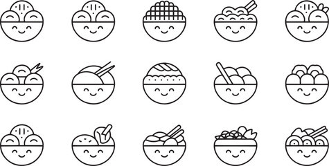 Kawaii Japanese Street Food Vector Pack – Cute Ramen, Takoyaki, Taiyaki & More
