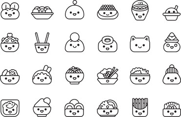 Kawaii Japanese Street Food Vector Pack – Cute Ramen, Takoyaki, Taiyaki & More