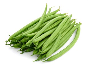 Fresh green beans piled high