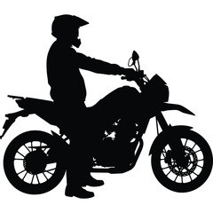 Fototapeta premium Silhouette Rider on Adventure Motorcycle, Powerful Bike, Extreme Sport