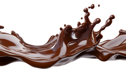 Splashing chocolate swirl against a white background a delicious brown liquid flowing and dripping food and beverage concept
