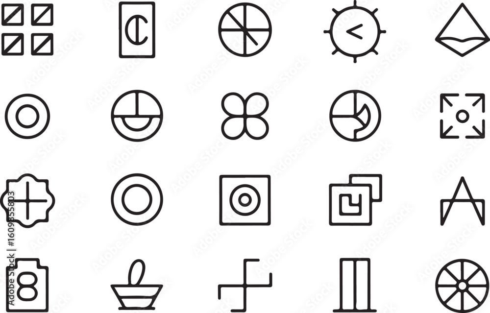 Poster abstract communication icon with a central speech bubble and network connections presented in a stri