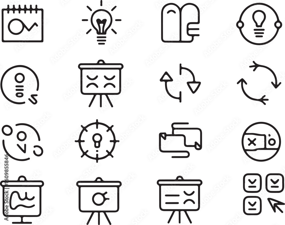 Poster versatile graphic icon set featuring a distinctive silhouette style for diverse design applications