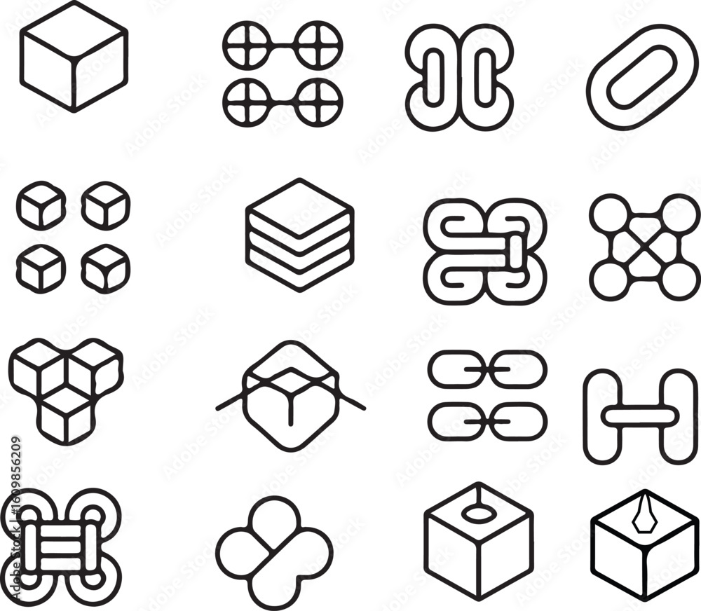 Poster versatile graphic icon set featuring a distinct silhouette style with multiple color options and cle