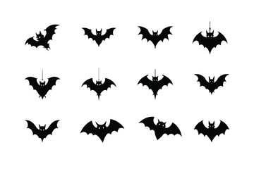 Fototapeta premium Set of Halloween bat silhouettes perfect for vector designs and eerie-themed projects