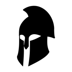 Silhouette of a Spartan helmet, representing courage, strength, and historical warfare