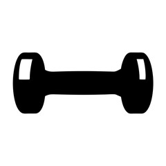 Silhouette of Dumbbell Icon with Glossy Effect, Black silhouette of a dumbbell with round weights and shiny highlights, isolated on white, symbolizing fitness, exercise, and strength training.
