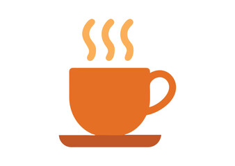 Steaming coffee cup icon with orange and brown colors vector illustration