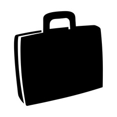 Silhouette of Business Briefcase Icon Illustration, Black silhouette of a classic rectangular business briefcase, symbolizing work, corporate life, travel, or professional tools and documents.
