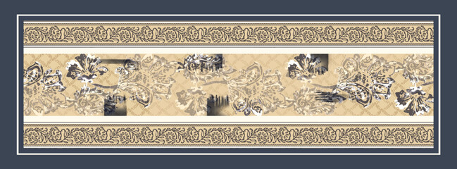 digital silk scarf design with seamless textile pattern