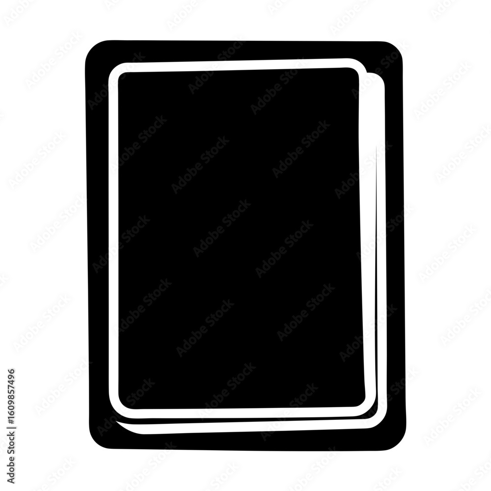 Poster abstract black rectangular shape with double white border and rounded edges design