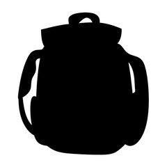 Silhouette of a hiking backpack or rucksack with shoulder straps and handle