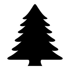 Elegant black silhouette of a Christmas tree against a pristine white background