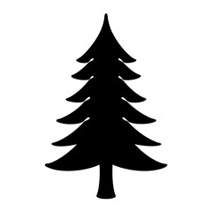 Silhouette of a simple evergreen tree against a white background image